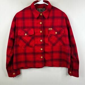 Dixxon The Loveless Flannel Shirt Womens M Red Plaid Cropped Button Down Top